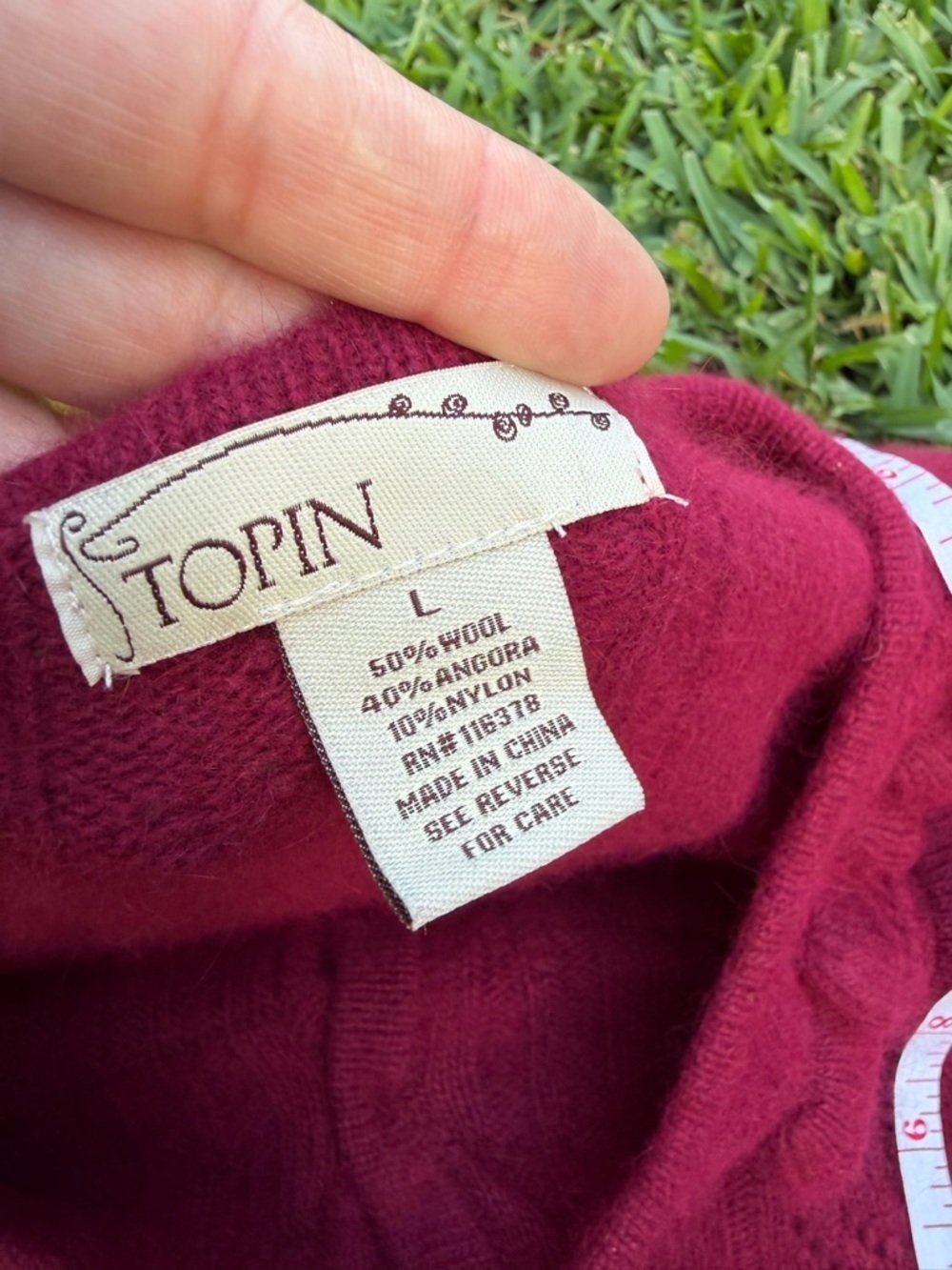 Topin Angora Wool Blend Ruffle Cardigan Raspberry Pink Grandmacore Coquette S - Picture 6 of 7